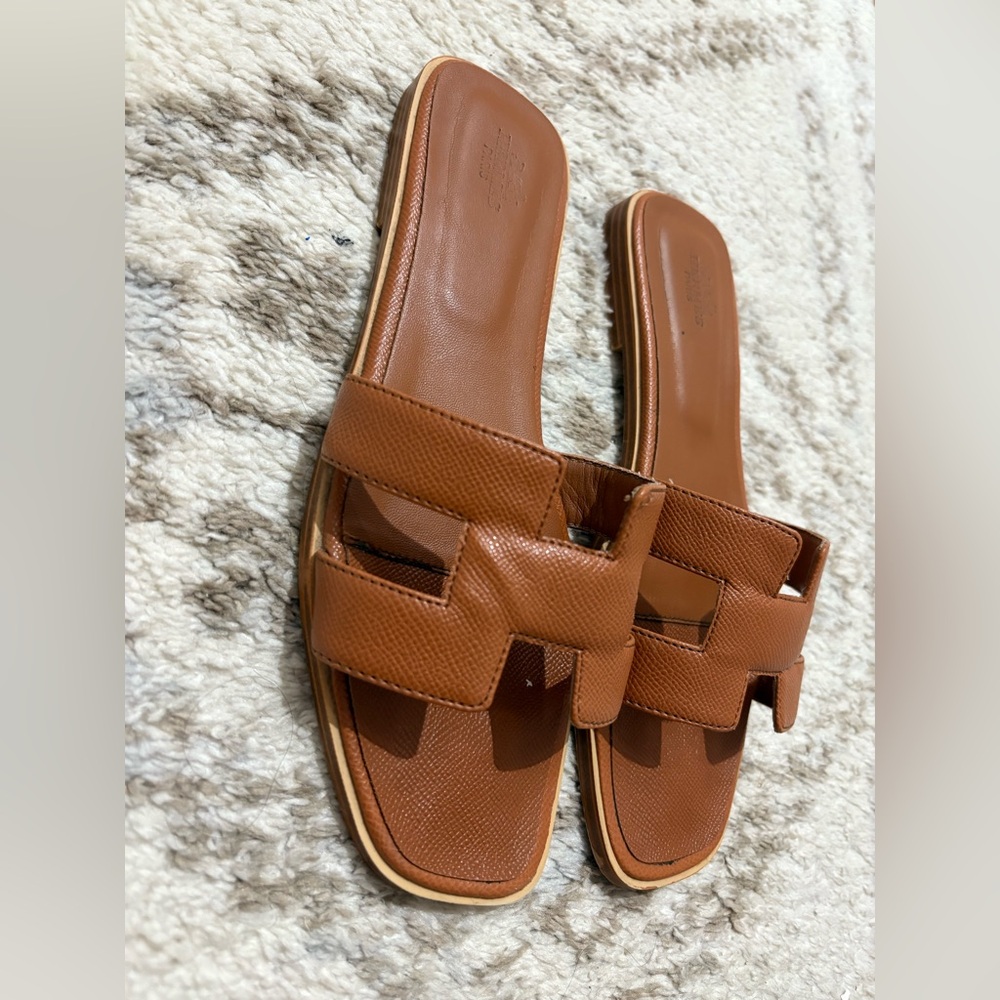 women’s cognac Brown Slide Sandals - Picture 4 of 13
